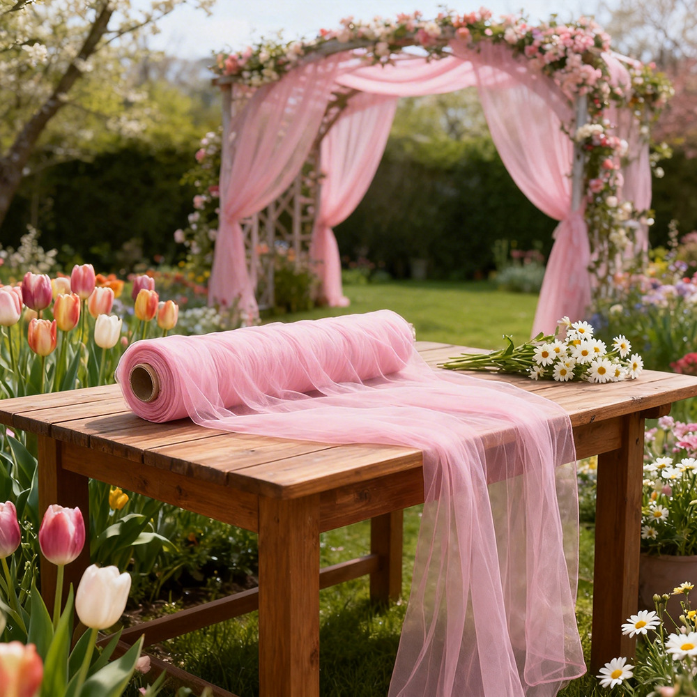 Wedding Backdrop Curtain - Telo in Tulle Semitrasparente Extra Lungo,